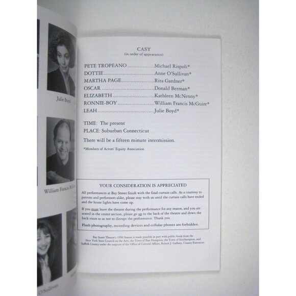 Bay Street Theatre Program Tropeano Paints Bill Bozzone 1996 Premiere Sag Harbor - Picture 4 of 6